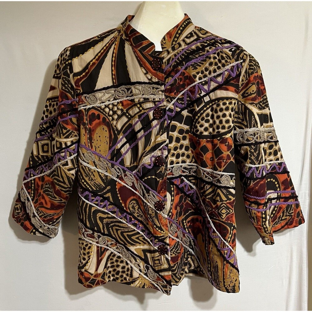 Animal Print Tan Brown Orange Purple Career Boho Avant-Garde Versatile Blouse Y